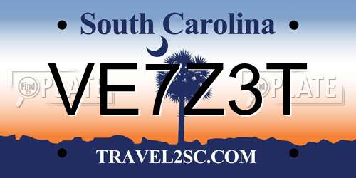 VE7Z3T South Carolina License Plate