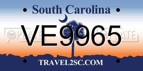 VE9965 South Carolina License Plate
