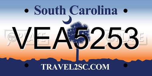 VEA5253 South Carolina License Plate