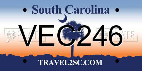 VEC246 South Carolina License Plate