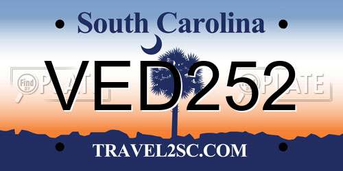 VED252 South Carolina License Plate