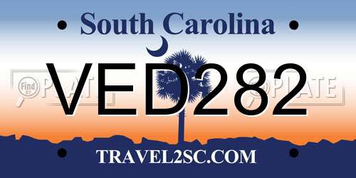 VED282 South Carolina License Plate