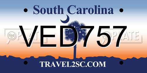VED757 South Carolina License Plate