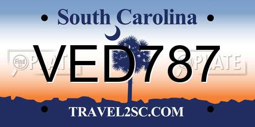 VED787 South Carolina License Plate