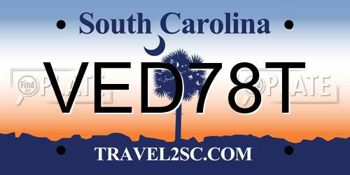 VED78T South Carolina License Plate