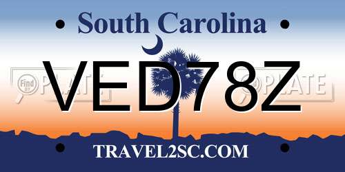 VED78Z South Carolina License Plate
