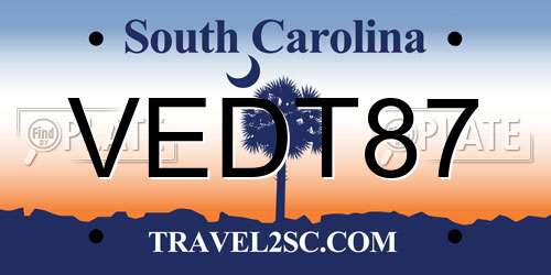VEDT87 South Carolina License Plate