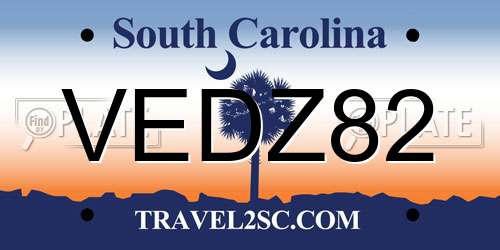 VEDZ82 South Carolina License Plate