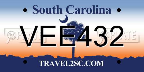 VEE432 South Carolina License Plate