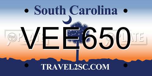 VEE650 South Carolina License Plate