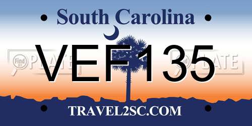 VEF135 South Carolina License Plate