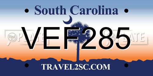 VEF285 South Carolina License Plate
