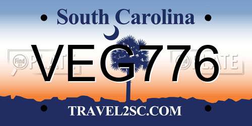 VEG776 South Carolina License Plate