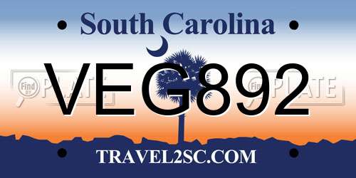 VEG892 South Carolina License Plate