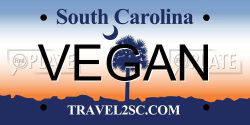 VEGAN South Carolina License Plate