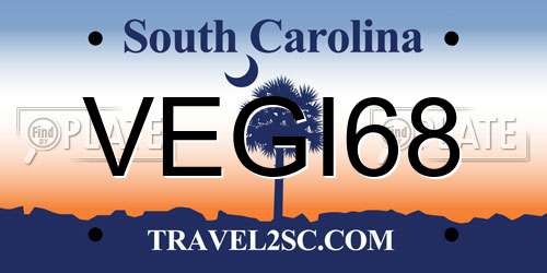 VEGI68 South Carolina License Plate