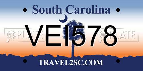 VEI578 South Carolina License Plate