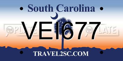 VEI677 South Carolina License Plate