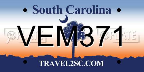 VEM371 South Carolina License Plate