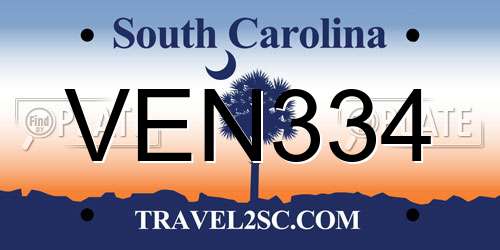 VEN334 South Carolina License Plate