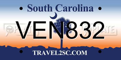 VEN832 South Carolina License Plate