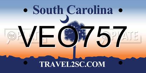 VEO757 South Carolina License Plate