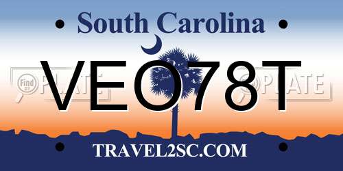 VEO78T South Carolina License Plate