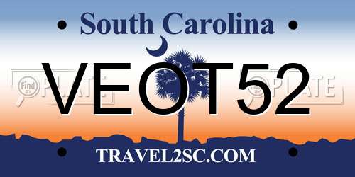 VEOT52 South Carolina License Plate
