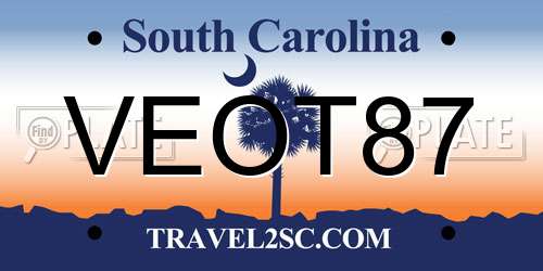 VEOT87 South Carolina License Plate