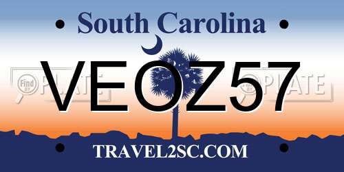 VEOZ57 South Carolina License Plate