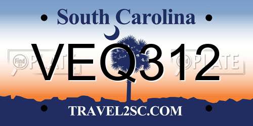 VEQ312 South Carolina License Plate