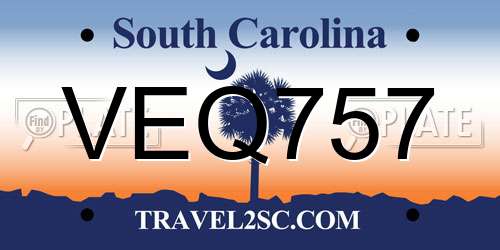 VEQ757 South Carolina License Plate