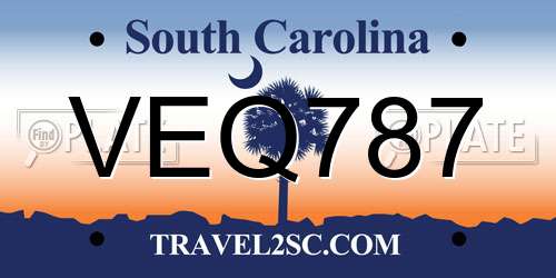 VEQ787 South Carolina License Plate