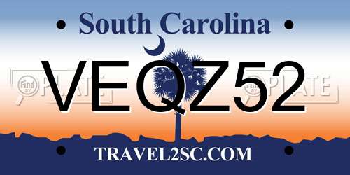 VEQZ52 South Carolina License Plate
