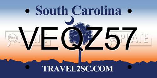 VEQZ57 South Carolina License Plate