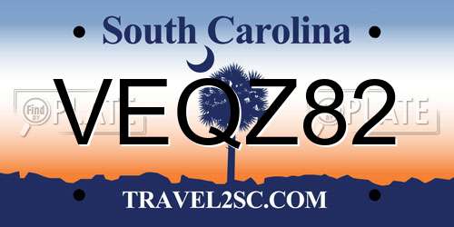 VEQZ82 South Carolina License Plate