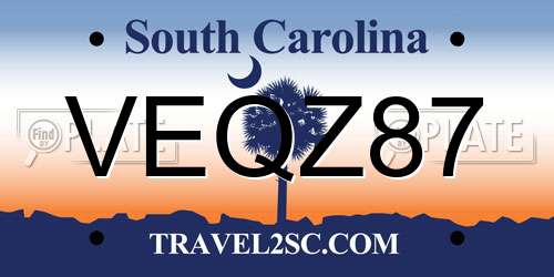 VEQZ87 South Carolina License Plate