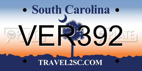 VER392 South Carolina License Plate