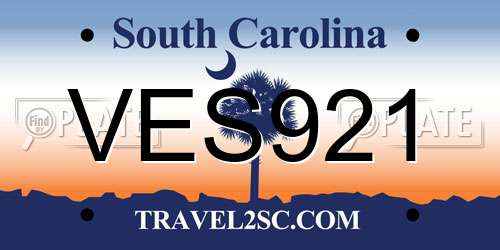 VES921 South Carolina License Plate