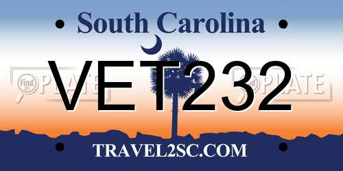 VET232 South Carolina License Plate