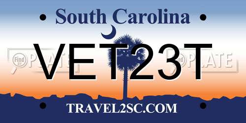 VET23T South Carolina License Plate