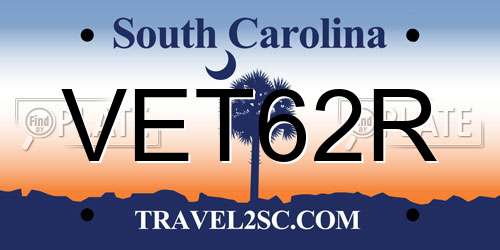 VET62R South Carolina License Plate
