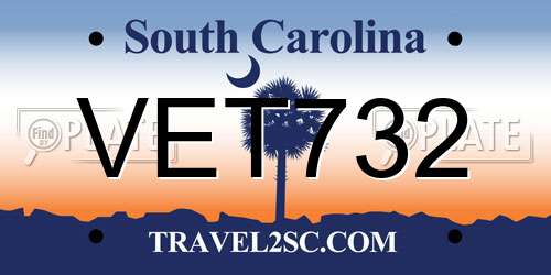VET732 South Carolina License Plate