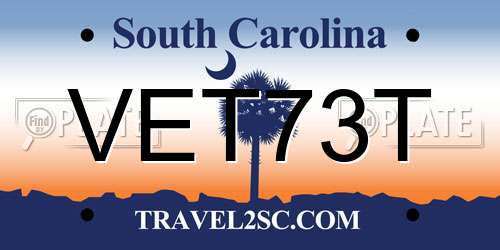 VET73T South Carolina License Plate