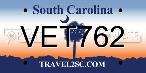 VET762 South Carolina License Plate