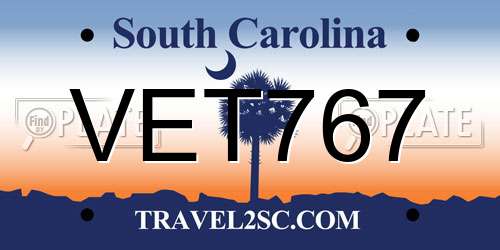 VET767 South Carolina License Plate