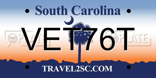 VET76T South Carolina License Plate