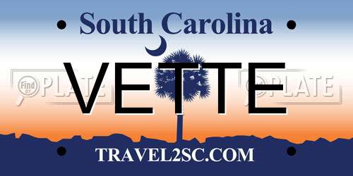 VETTE South Carolina License Plate