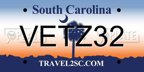 VETZ32 South Carolina License Plate