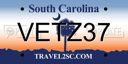 VETZ37 South Carolina License Plate